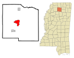 Lafayette County Mississippi Incorporated and Unincorporated areas Oxford Highlighted